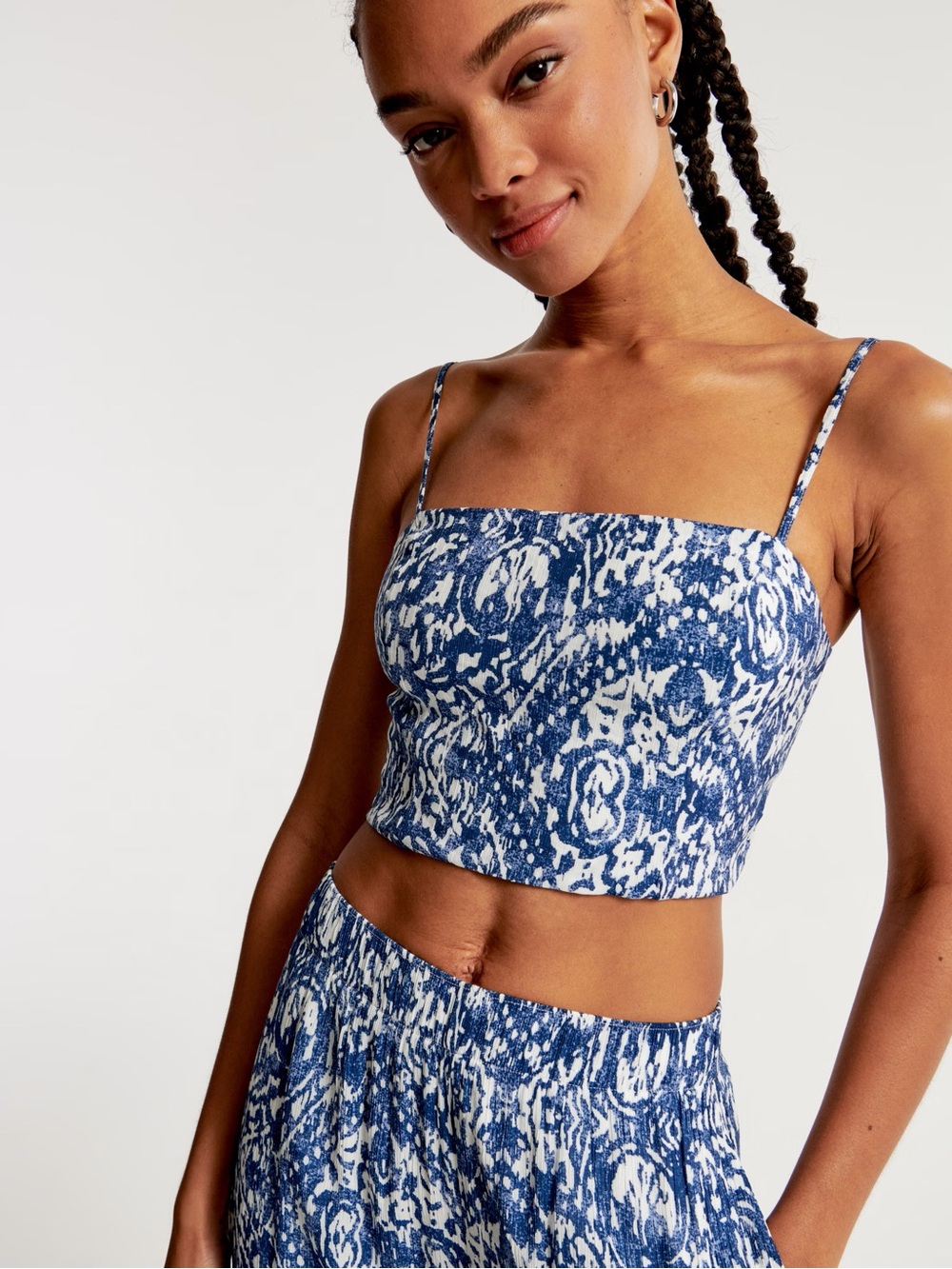 Abercrombie & Fitch Crinkle Textured Squareneck Tank Top